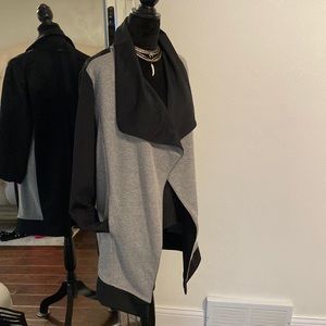 Black and grey long jacket with pockets